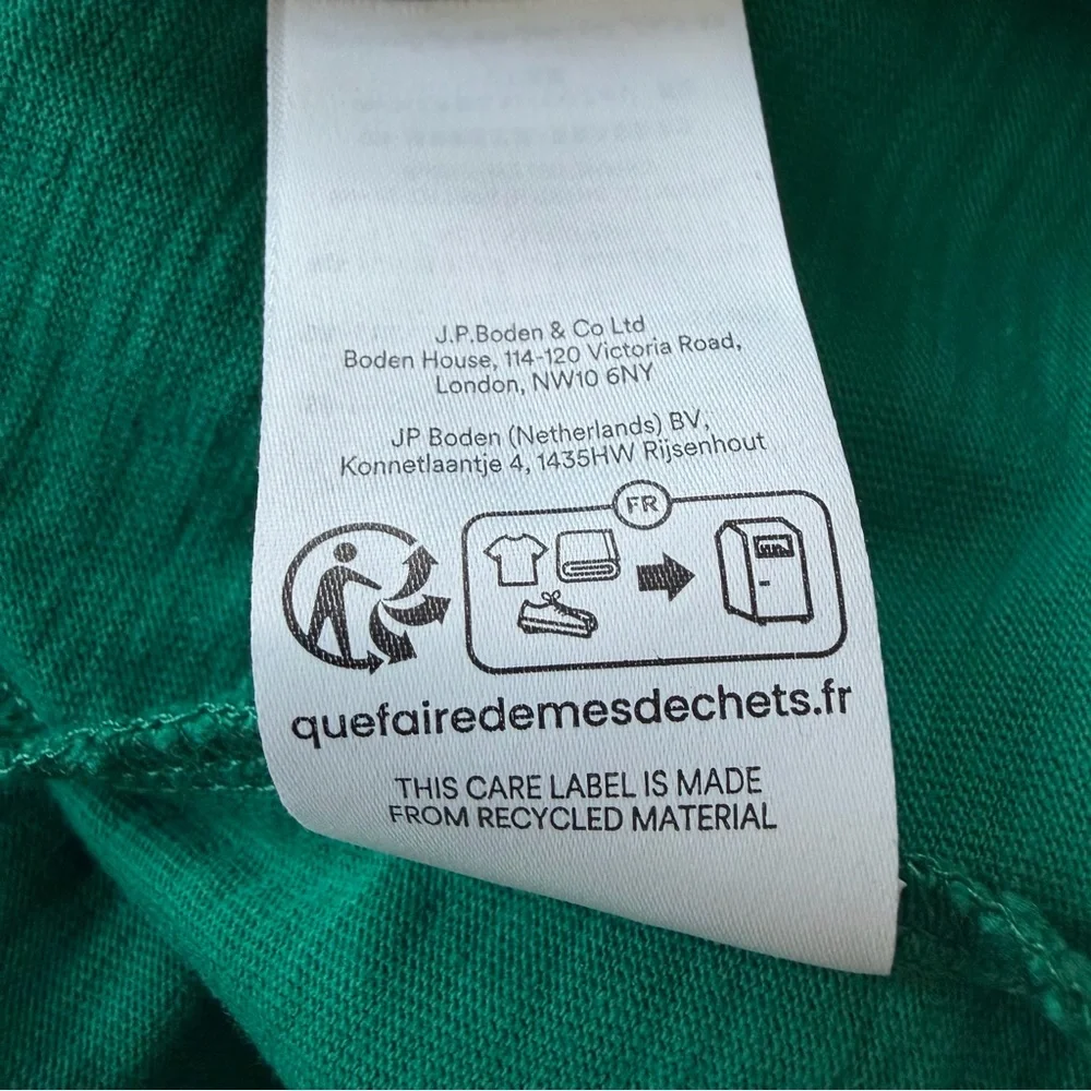 Boden FLORRIE JERSEY DRESS IN Bright Emerald Green Pockets Cotton Size 8 R - Picture 10 of 10